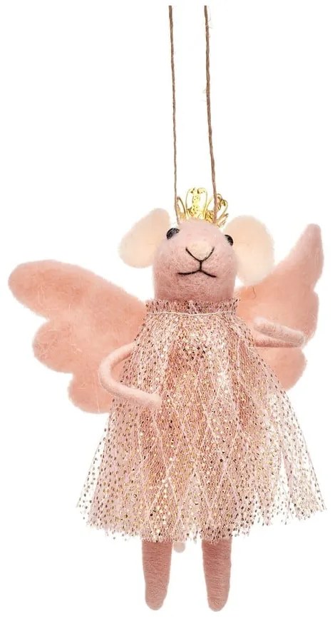 Tekstylna ozdoba świąteczna wykonana ręcznie 13 cm Pink Princess Fairy Mouse – Sass &amp; Belle