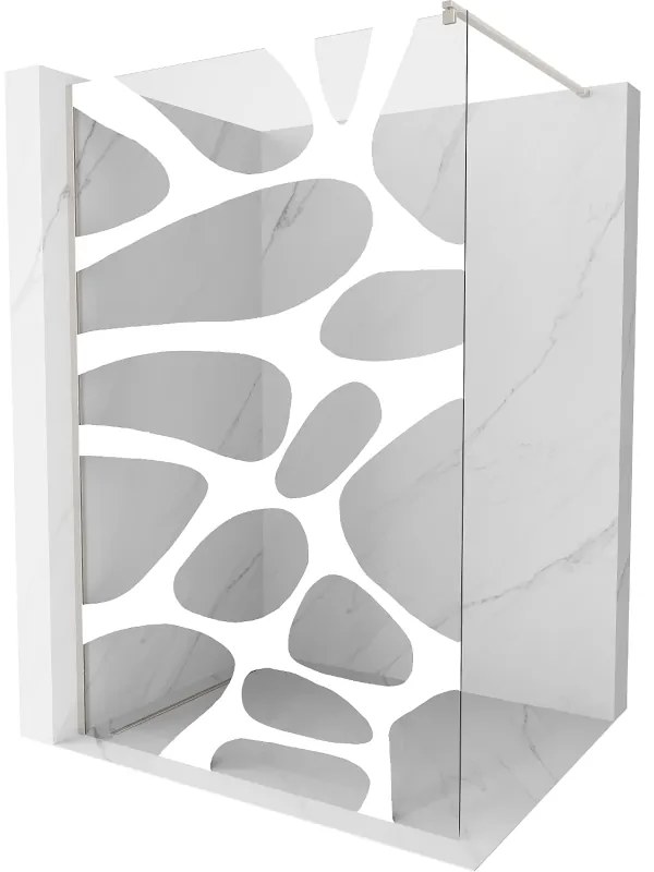 Mexen Kioto ścianka prysznicowa Walk-in 110 x 200 cm, biały wzór 8 mm, nikiel szczotkowany - 800-110-101-97-97