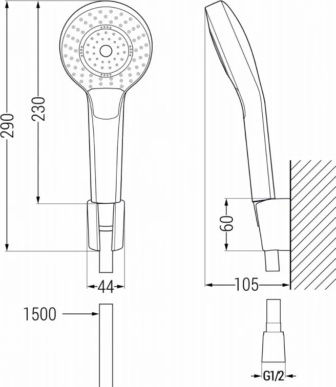 Mexen Sabre R05 bateria wannowa z zestawem prysznicowym, czarna - 7213R05-70