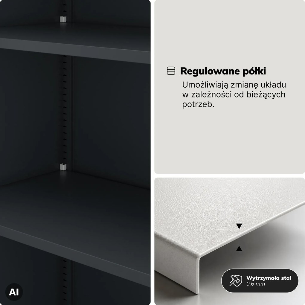 Szafa metalowa ze schowkiem antracytowo-niebieska, 900x1850x450 mm: TOMASZ
