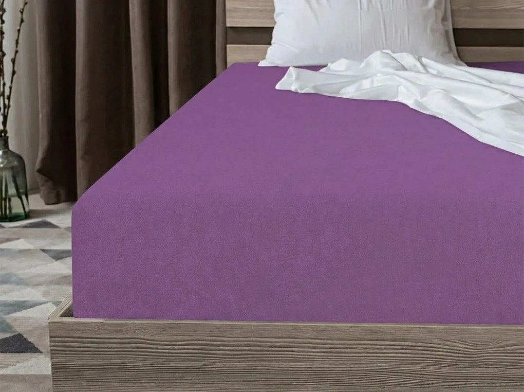 PrzytulneMieszkanie.pl Frotte prześcieradło PREMIUM fioletowe 180x200 cm