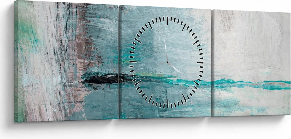 Obraz - Abstrakcyjny obraz olejny (z zegarem) (90x30 cm)