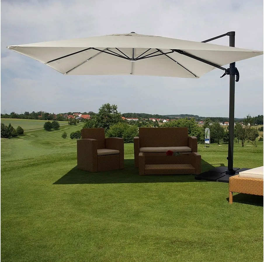 Parasol z sygnalizacją świetlną MCW-A96 II,  kremowo-szary ze stojakiem, obrotowy