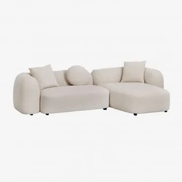 Dwuczęściowa Prawa Sofa Modułowa Z Szezlongiem W Kolorze Coco Chenille Gruba Biała Szenila - Sklum