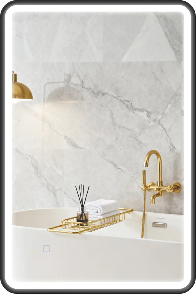 HOMCOM 90 x 60 cm lustro łazienkowe LED, światła, 3 kolory, ściemnialne, funkcja pamięci, poziomo i pionowo, czarne