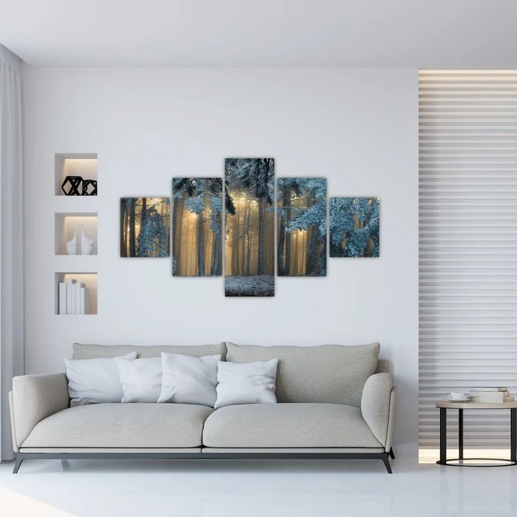 Obraz zaśnieżonego lasu (125x70 cm)