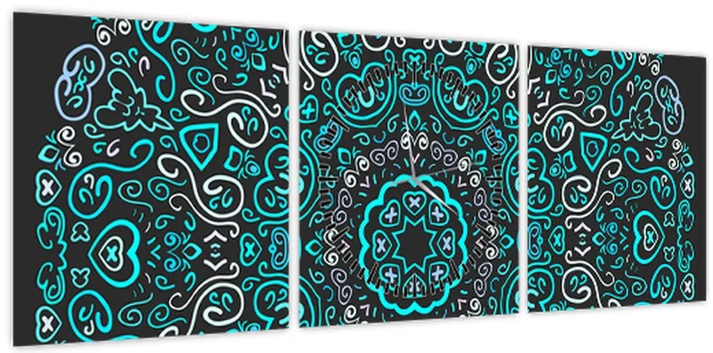 Obraz abstrakcji ozdobnej (z zegarem) (90x30 cm)