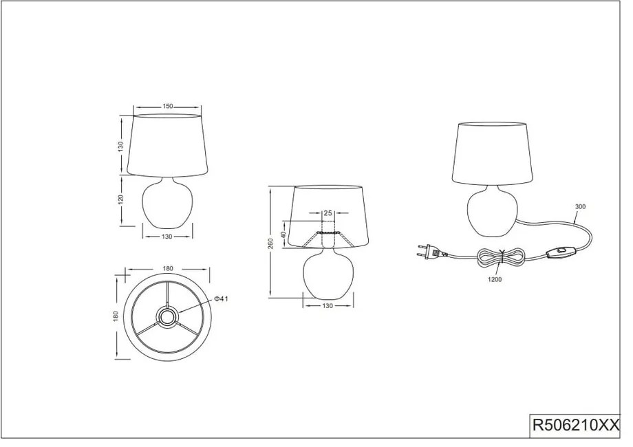 Czarna lampa stołowa z ceramiki i tkaniny Reality Luxor, wys. 26 cm