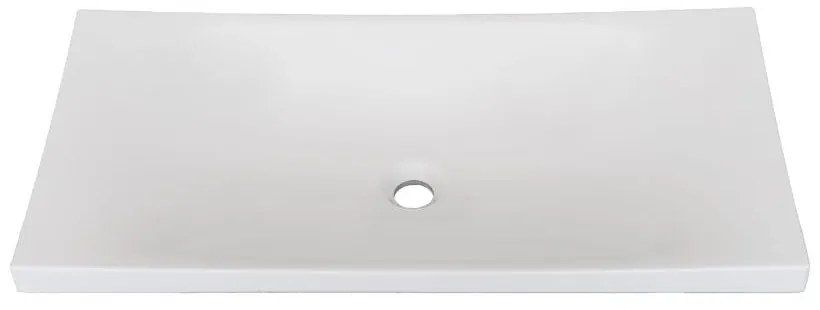 Umywalka wpuszczana w blat biała błyszcząca z konglomeratu bez otworu na baterię OTSE | Różne rozmiary : Rozmiar - 120 x 43 cm