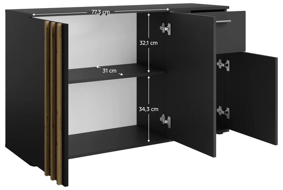 Komoda TOLIS 3D1S, czarna