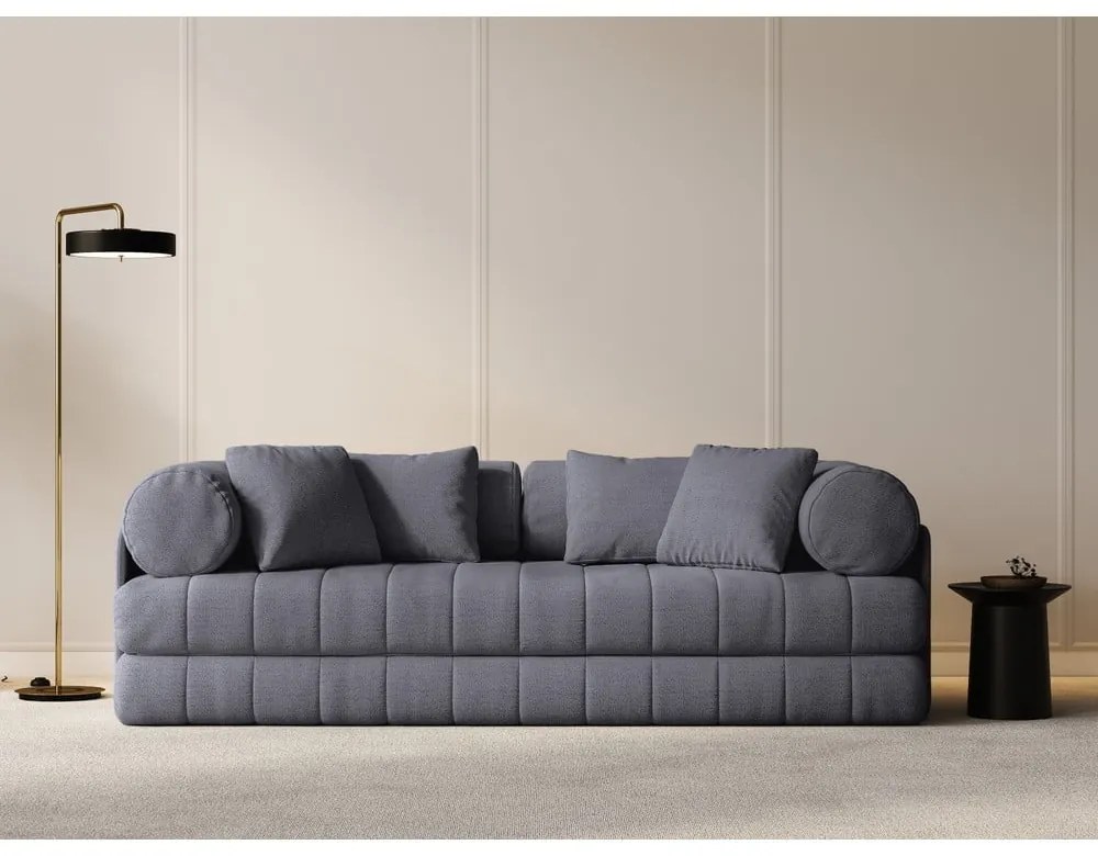 Ciemnoszara rozkładana sofa z materiału bouclé 206 cm Kemi – Cosmopolitan Design