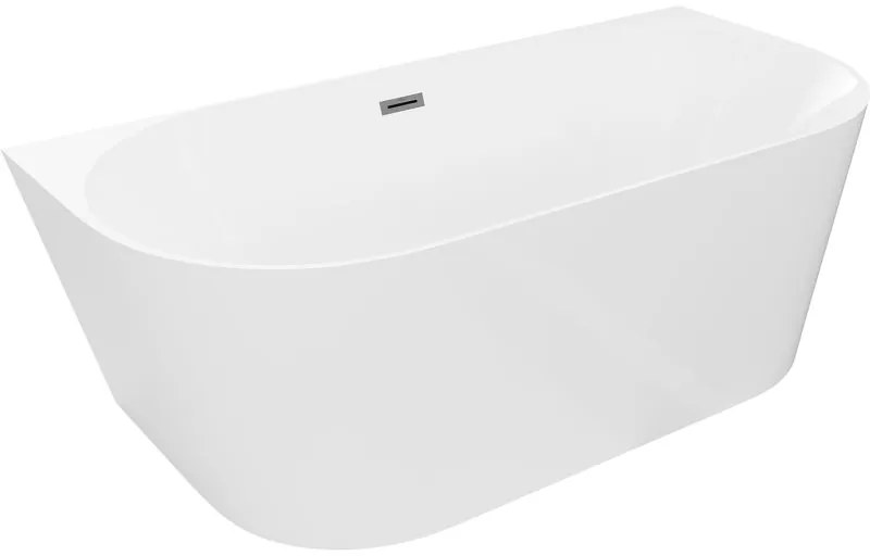 Mexen Oval Slim wanna wolnostojąca przyścienna 170 x 80 cm, biała, przelew gun gray szczotkowany - 52661708000-66