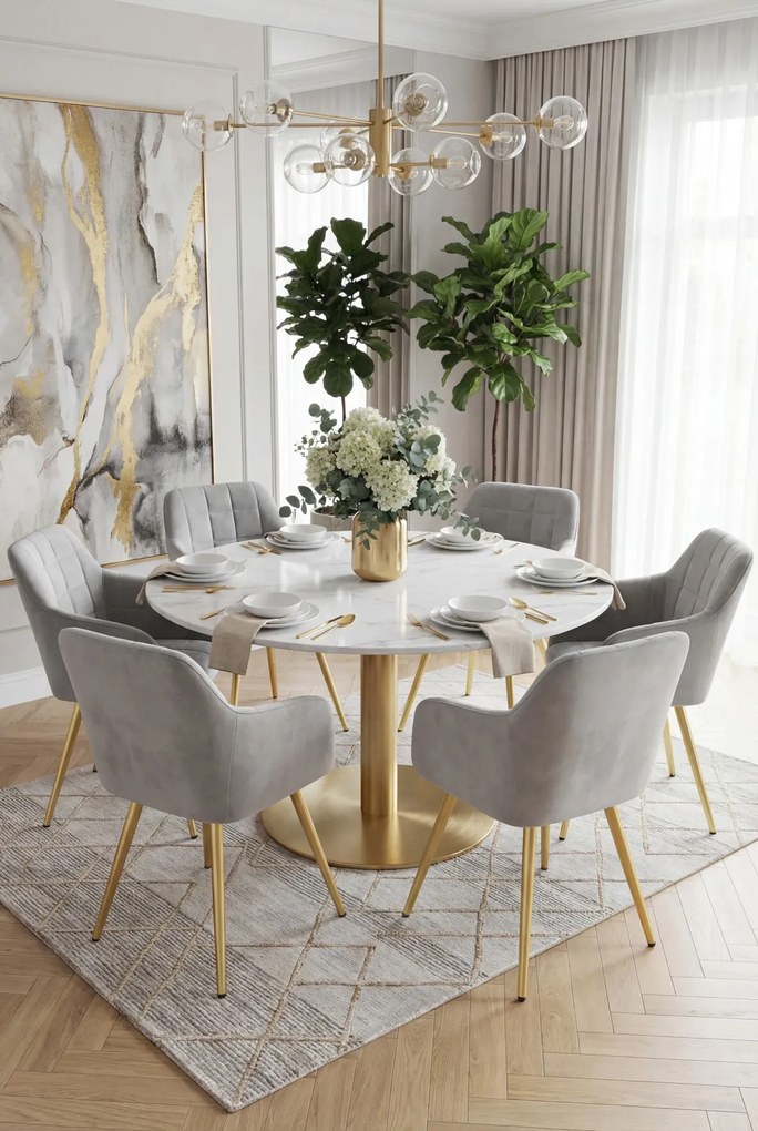 Zestaw 6 szarych krzeseł w stylu glamour Z3-T59