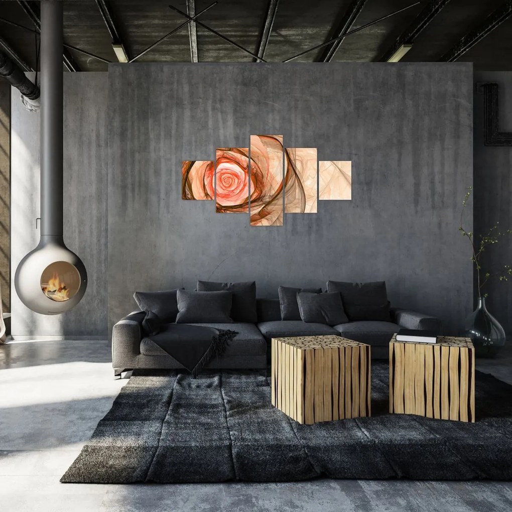 Obraz - Abstrakcyjny róż z białym tłem (125x70 cm)