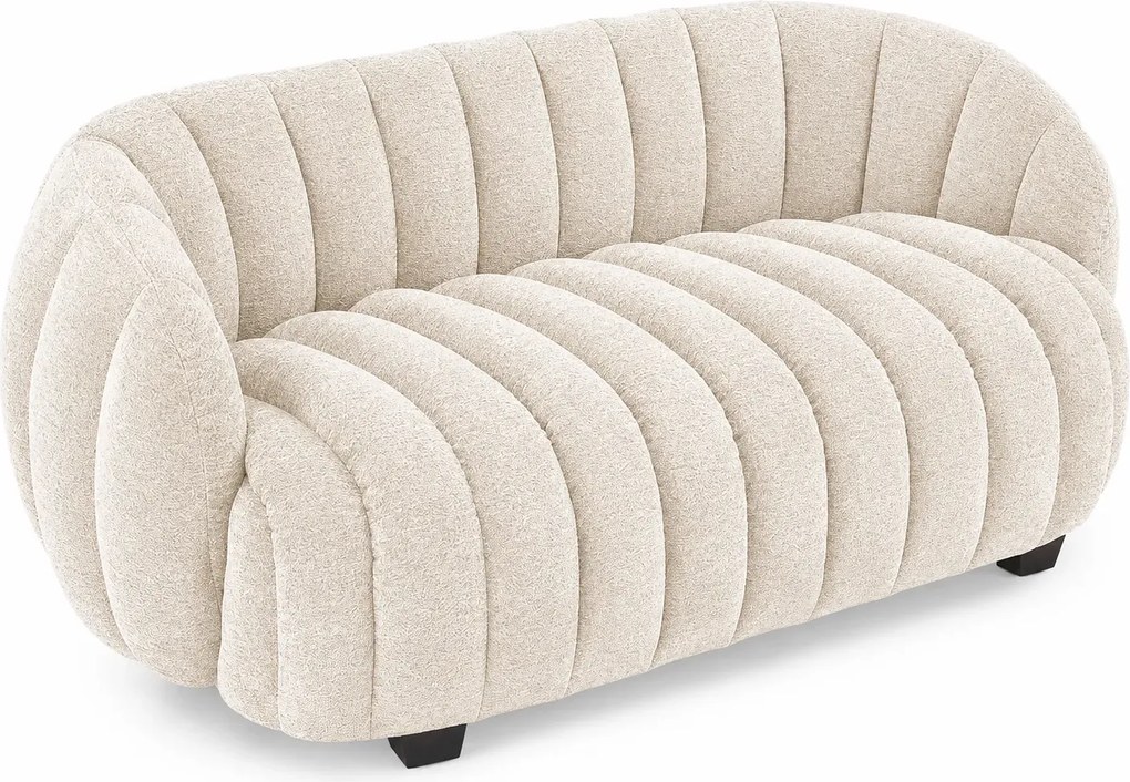 Kremowa miękka sofa dwuosobowa z przeszyciami  G3-D76