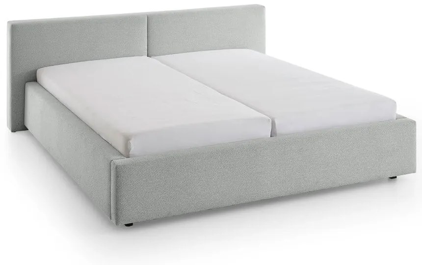 Szare tapicerowane łóżko dwuosobowe ze schowkiem i stelażem 180x200 cm Cube – Meise Möbel