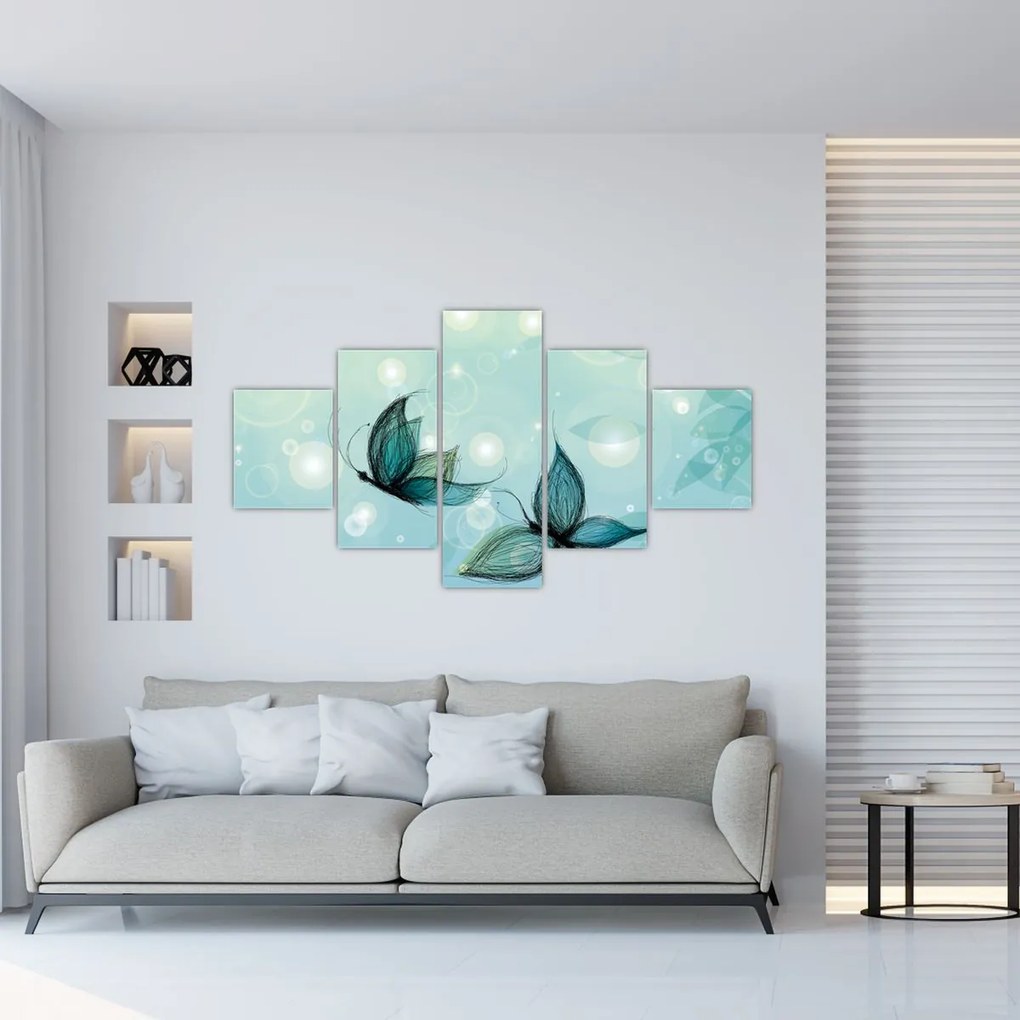 Obraz - Niebieskie motyle (125x70 cm)