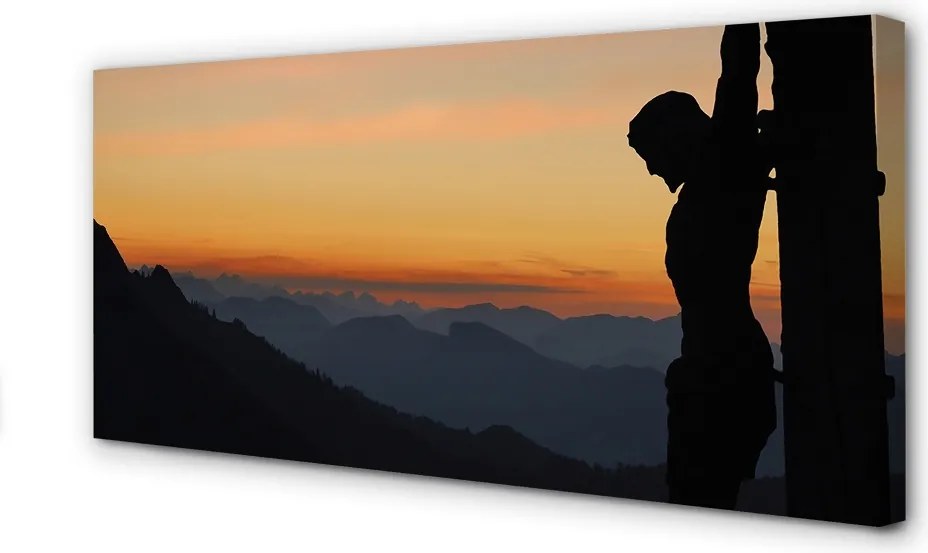 Obraz canvas na ścianę Ukrzyżowany Jezus o Zachodzie Słońca