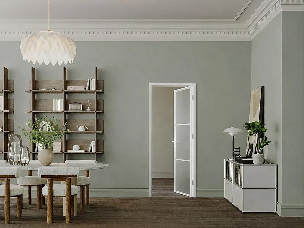 Blok drzwiowy odwracalny z aluminium i szkła hartowanego matowego – W204 x S73 cm – Biały – MASERU