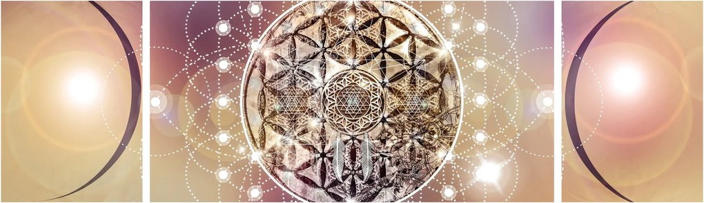 Obraz - Mandala z elementami (170x50 cm)