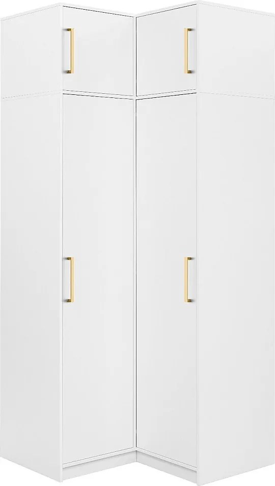 Szafa narożna 2-drzwiowa - szer. 115 cm - Biały + Nadstawka - LIZANDRO