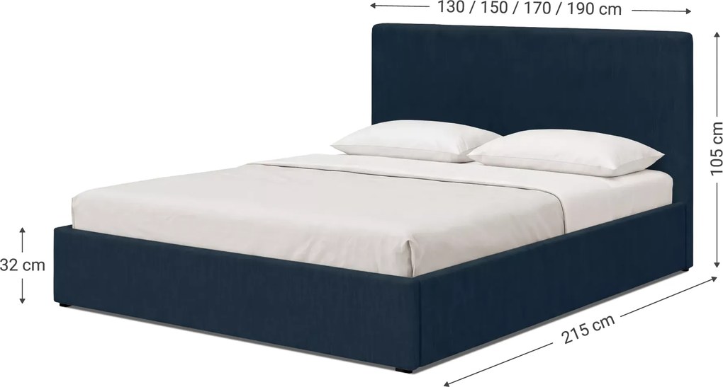 Łóżko F-Line Primidonne 160x200, Monolith 77 Granatowy