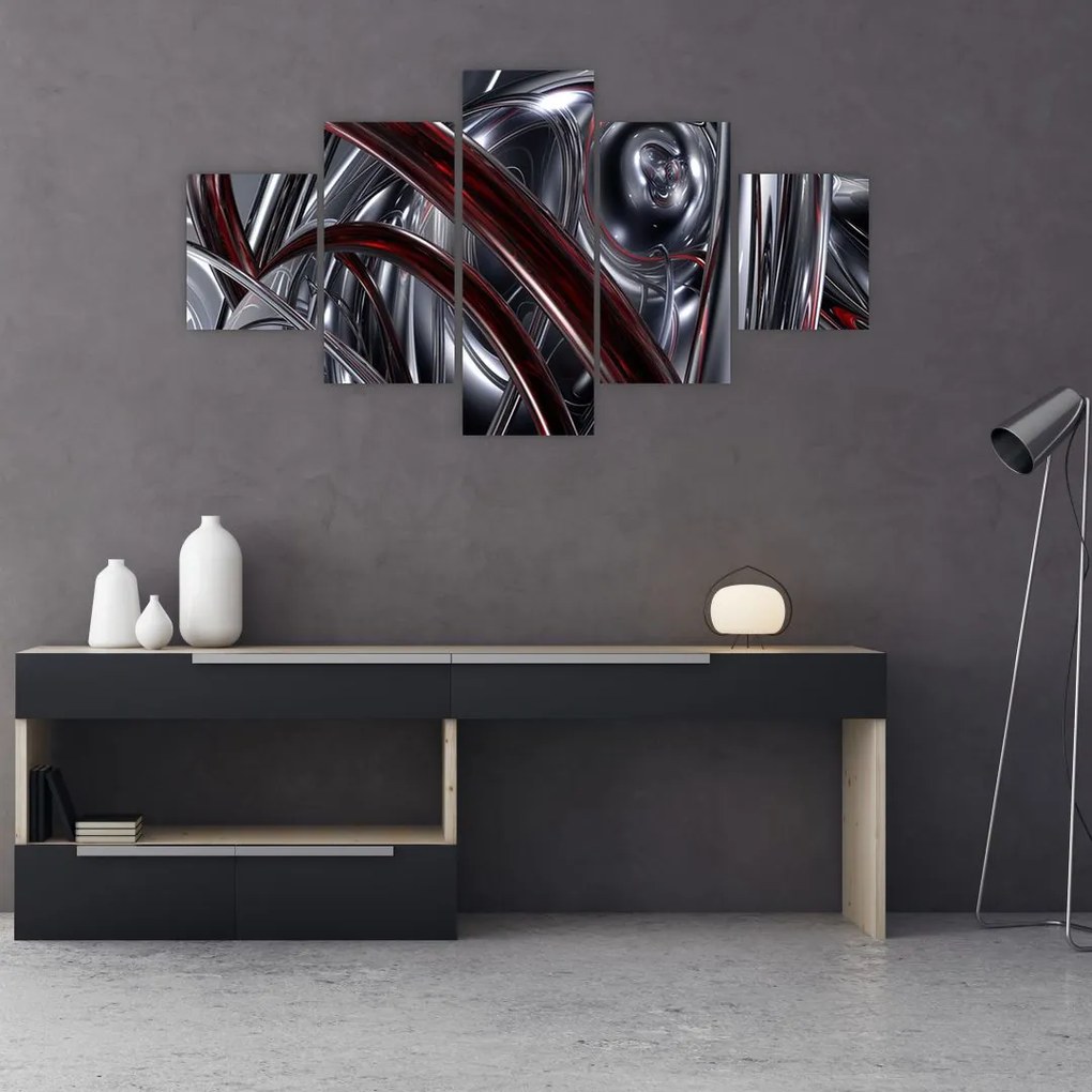Obraz szarej abstrakcji (125x70 cm)