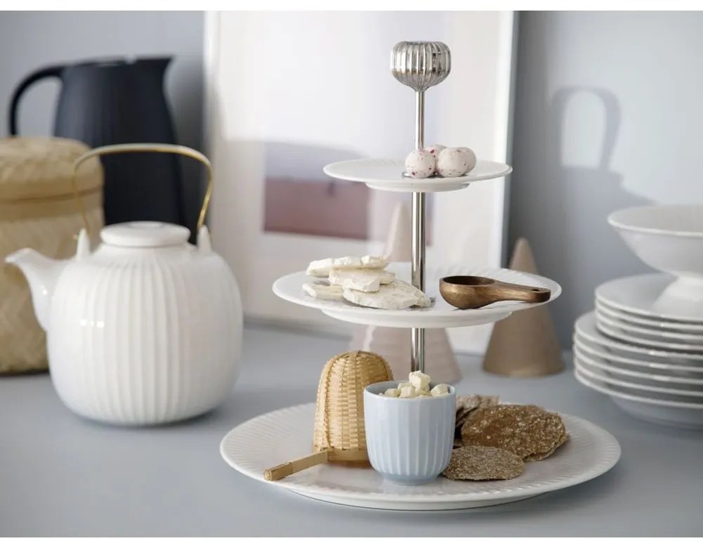 3-piętrowa biała porcelanowa etażerka Kähler Design Hammershoi Etagere, ⌀ 28 cm