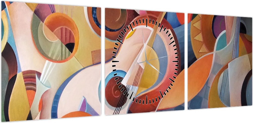Obraz - Muzyczny abstrakt (z zegarem) (90x30 cm)