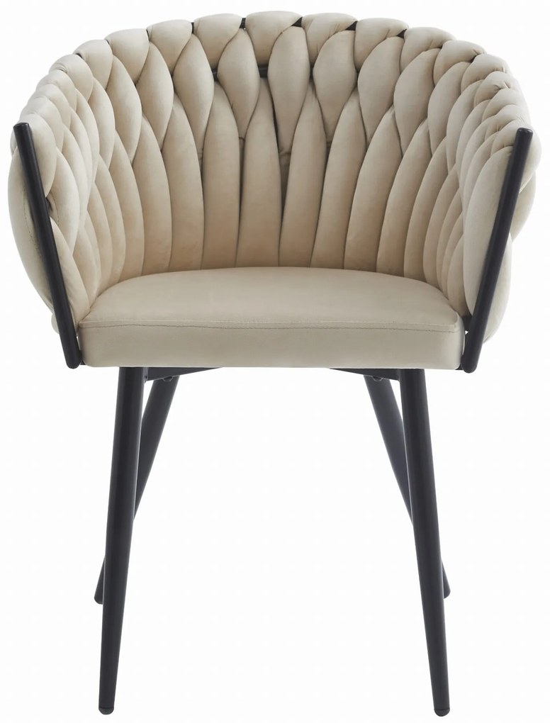 Beżowe krzesło do jadalni ORION VELVET z czarnymi nogami