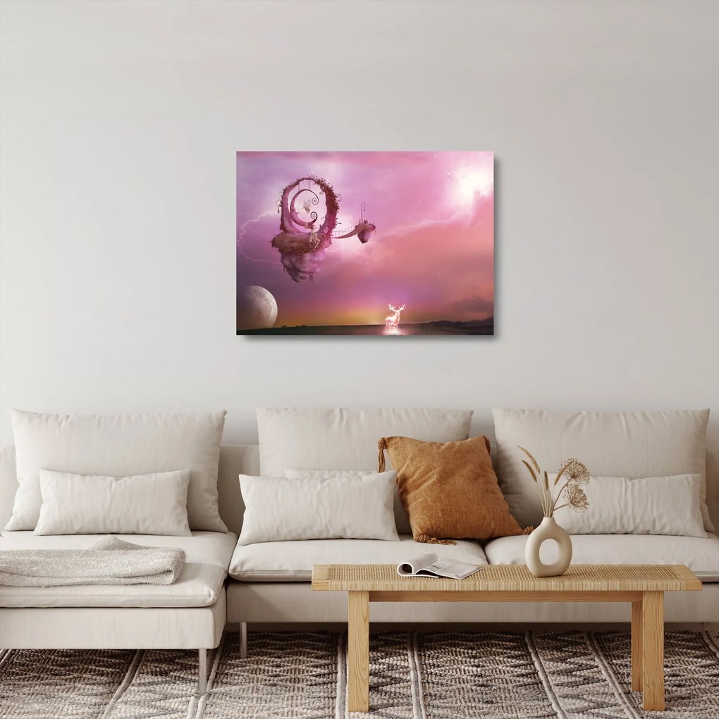 Obraz na szkle - Wróżka na pływającej wyspie (70x50 cm)