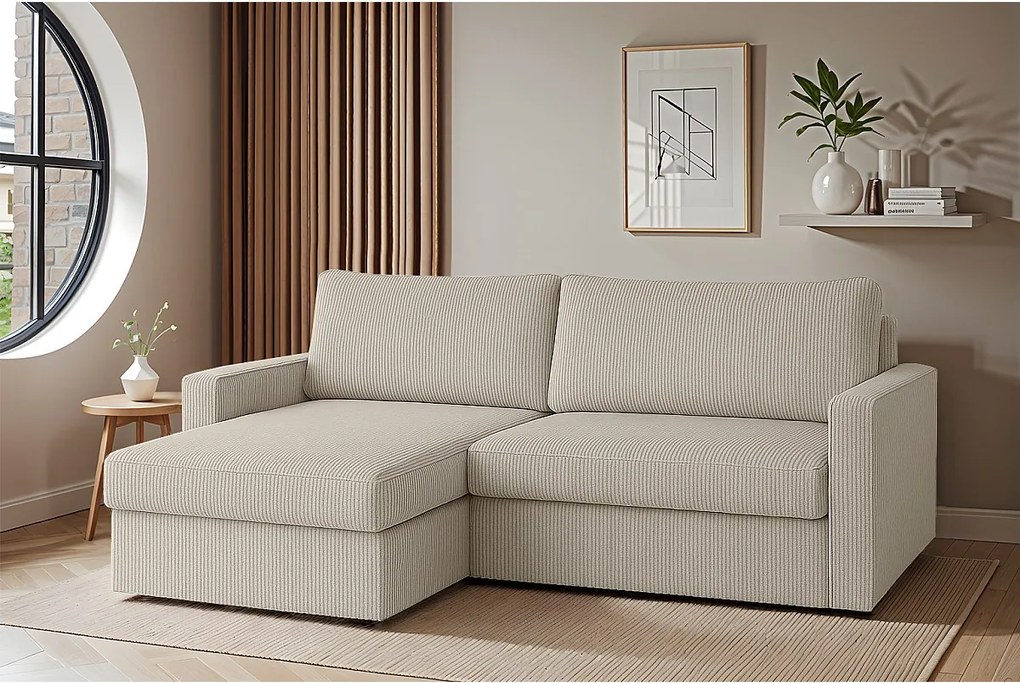 Uniwersalny narożnik Faro Mini z funkcją spania, do salonu, Poso, beż