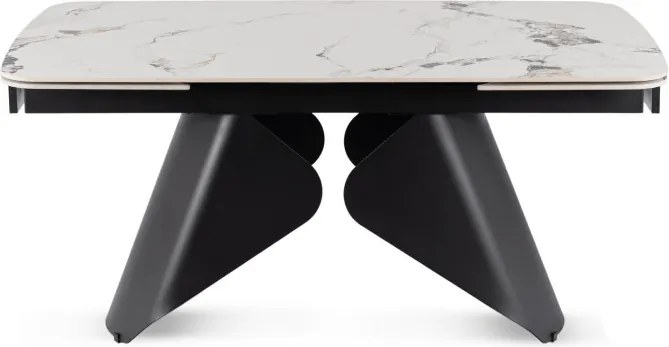 Stół Rozkładany Prostokątny VERONA 160-240 cm Ceramiczny Biały Marmur/Czarny Nowoczesny