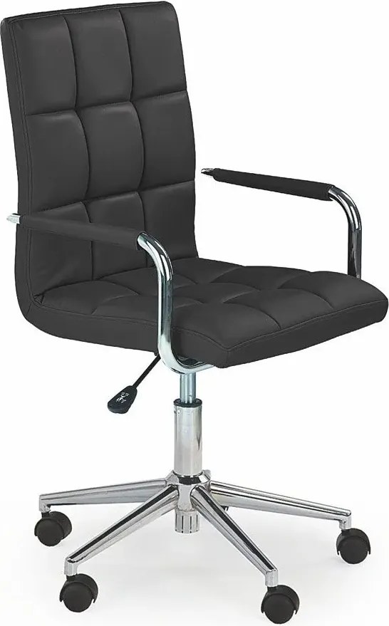 Czarny pikowany fotel dla ucznia R1-H36