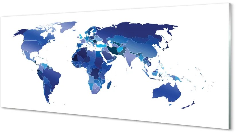 Szklany Panel Niebieska mapa