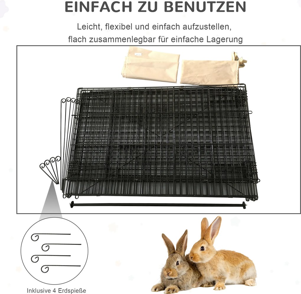 Wybieg dla królików z osłoną UV metalowa klatka ogrodowa beżowa przestronna Aosom PL