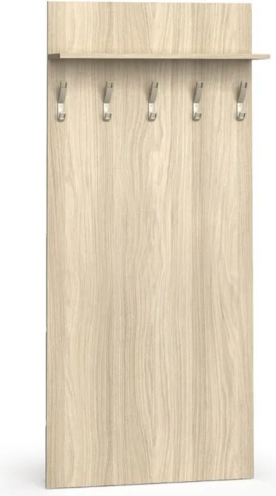 Garderoba z wieszakami PRIMO WOOD, 5 haczyków, półka, tekstura drewna pionowa, dąb naturalny