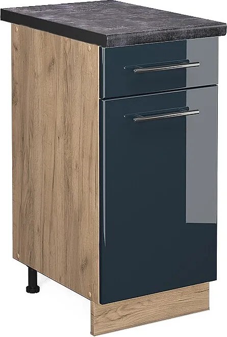 Szafka dolna do kuchni ciemnoniebieski wysoki połysk 40x60x82 fame-line