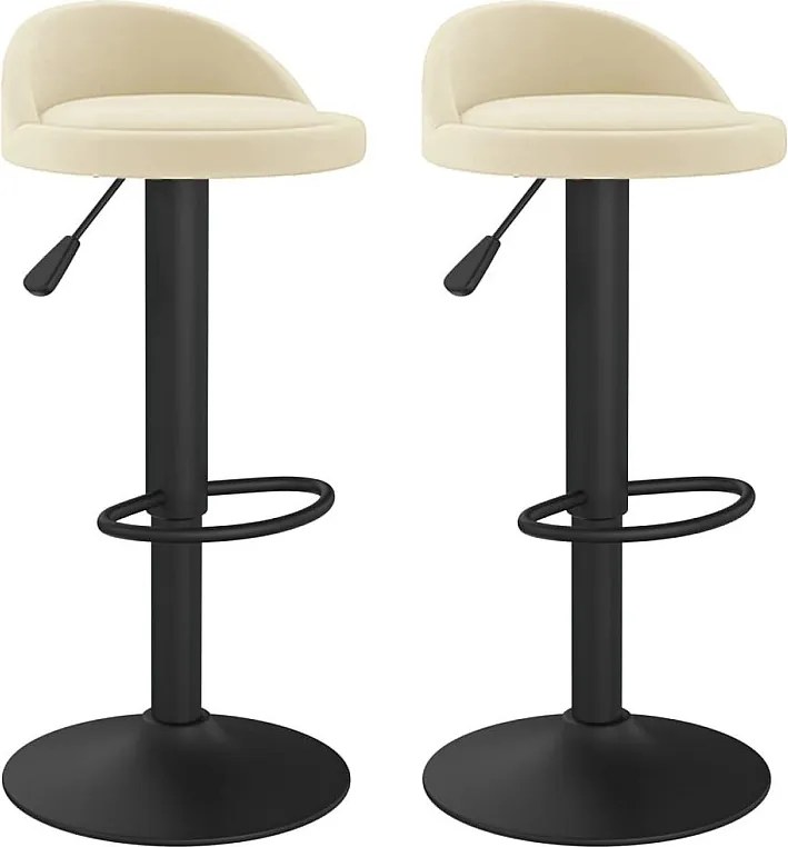 Zestaw 2 Stołków Barowych z Weluru Kremowego - Elegancki i Nowoczesny Styl