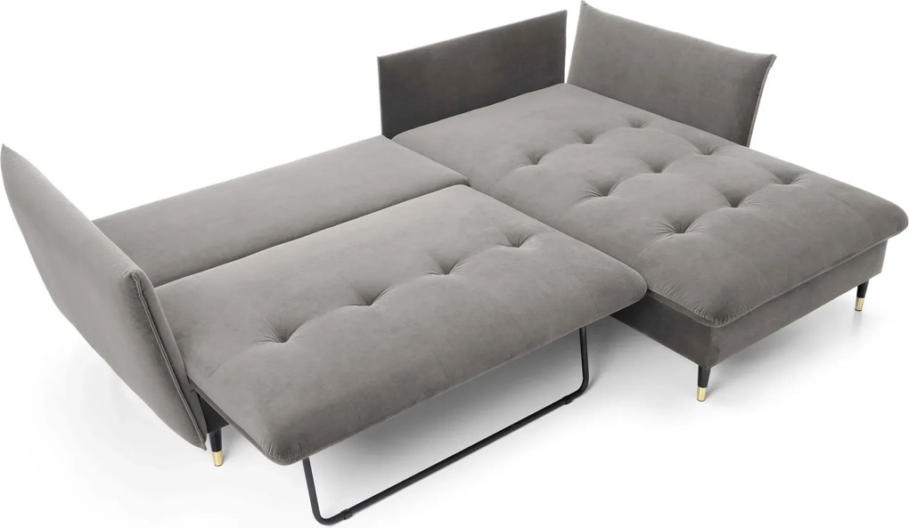 Jasnoszara kanapa narożna pikowana T5-K22