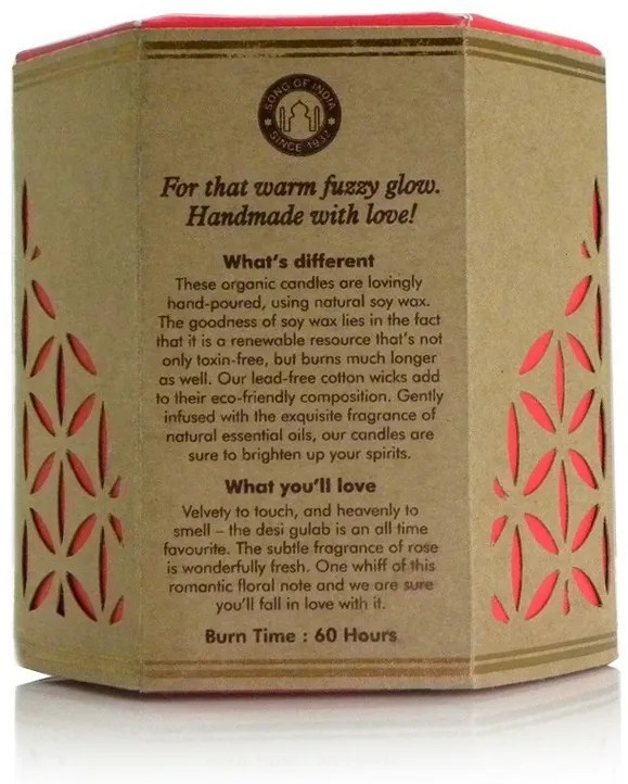 Naturalna sojowa świeca zapachowa Desi Gulab - Rose 200 g wbursztynowym szkle