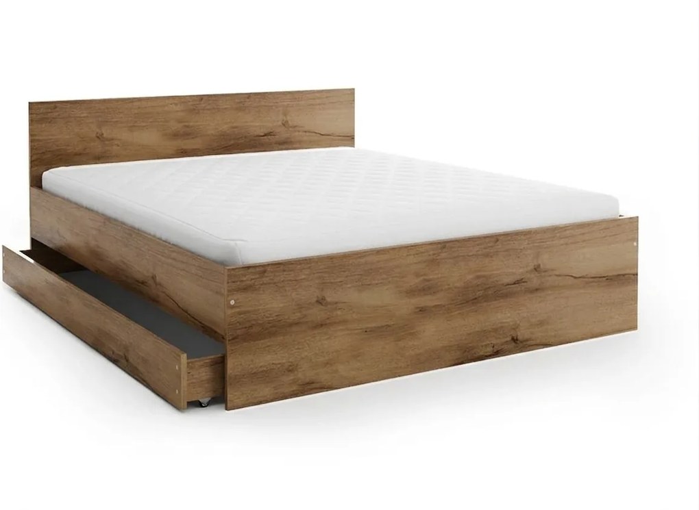 Łóżko ELISA 120 x 200 cm, dąb artisan Stelaż: Ze stelażem listwowym rolowanym, Materac: Materac Deluxe 10 cm