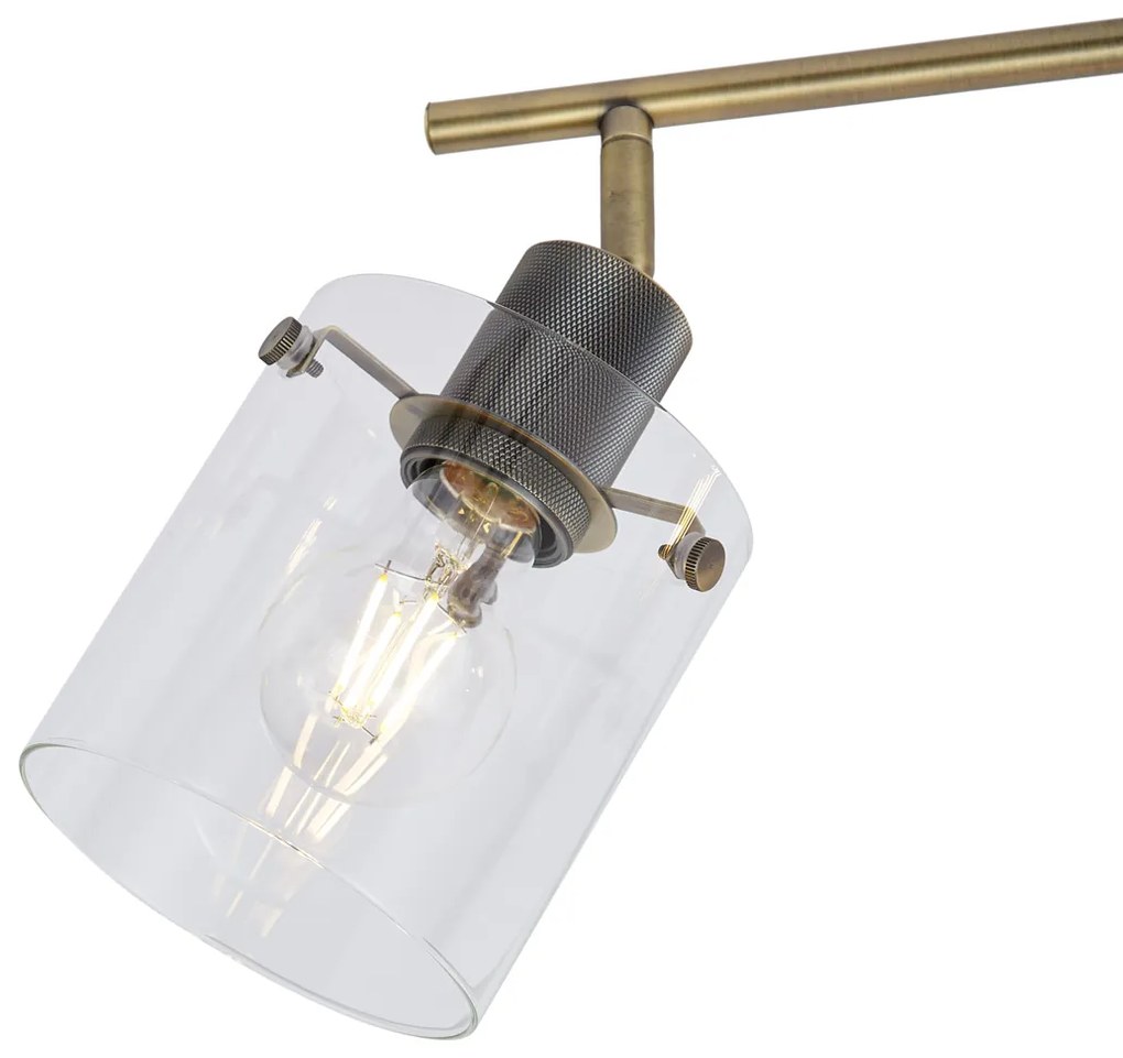 Designerski reflektor sufitowy brązowy z przezroczystym szkłem 3-punktowy - Domo Nowoczesny Oswietlenie wewnetrzne