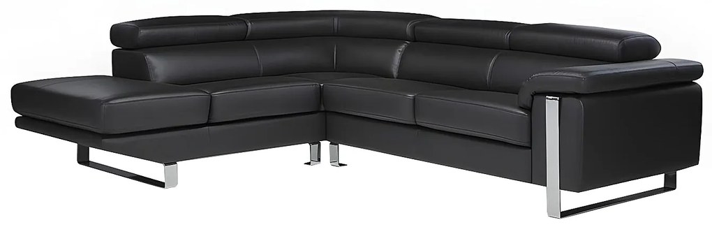 Kanapa narożna ze skóry MYSTIQUE - Czarny - Narożnik lewostronny