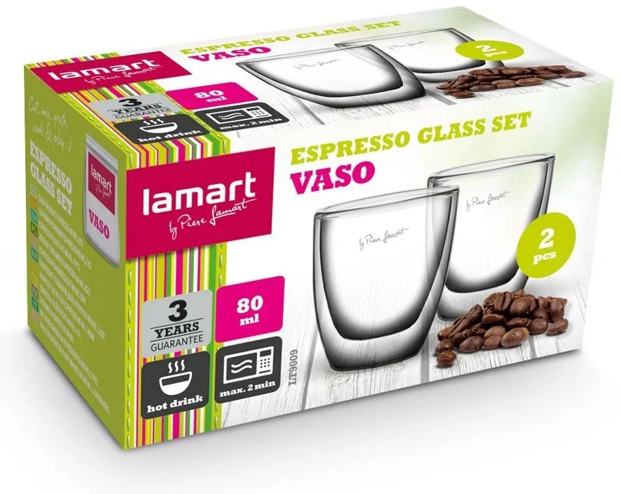 Lamart LT9009 zestaw szklanek Espresso Vaso, 80ml, 2 szt.