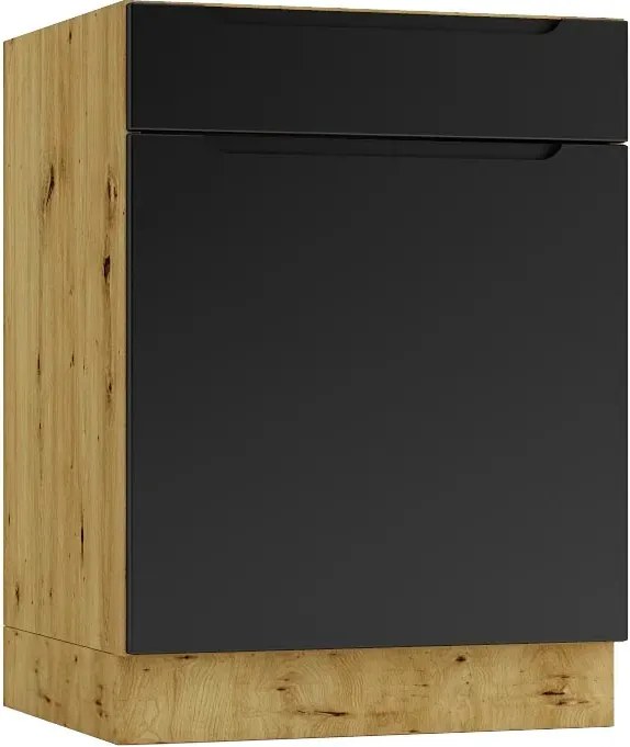 Szafka dolna z szufladą 60 cm dąb artisan + czarny E2-G85