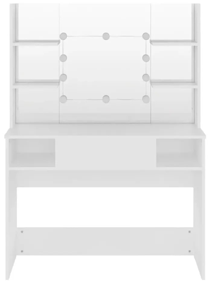 Biała toaletka z lustrem i żarówkami led - Soxo 3X