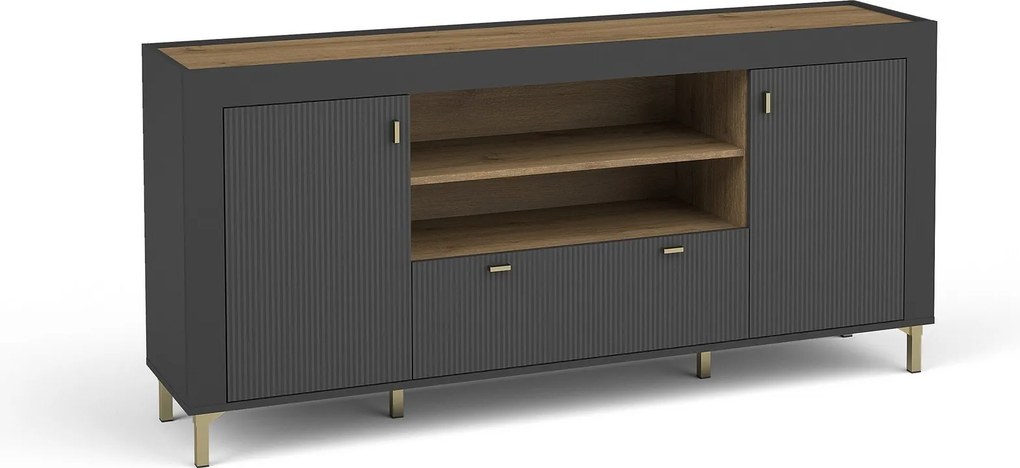 Komoda ZELOS 177,2 cm do Salonu Sypialni z Szufladą Czarny