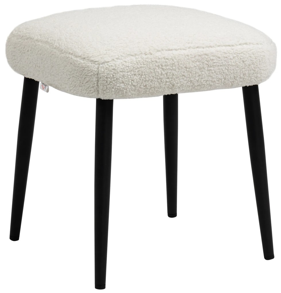 HOMCOM Pufa Kwadratowa do Makijażu Kaszmir Kremowobiały 42x42x47cm | Aosom PL