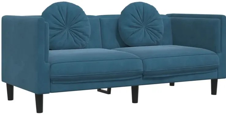 Sofa 2-osobowa z poduszkami niebieska C5-H64